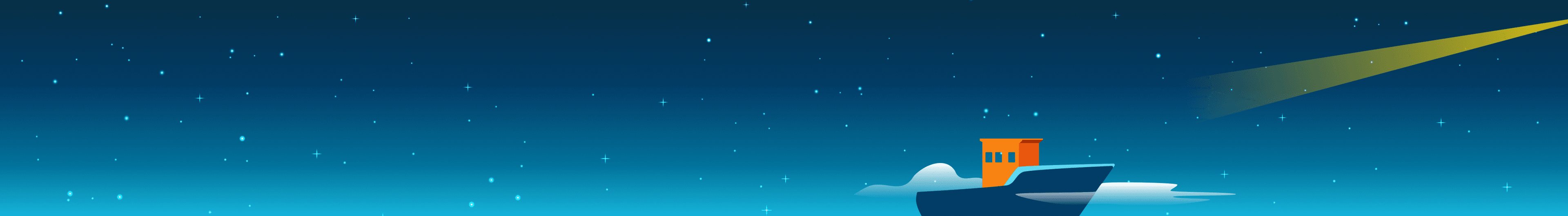 Night sky and boat illustration